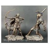 Artemis and Hector Bronzed Resin Statues, Veronese Design, 11'-11.5'h