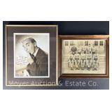 Signed Eddie Cantor Photograph w/CoA, and Other Sports Team Photograph, Framed 13'x11' & 9.5'x11.5'