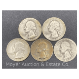 (5) Washington Silver Quarters
