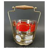 Mid-Century Modern Jeanette Glass Cocktail Recipe Ice Bucket with Carrier, 8.5'h Overall