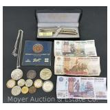Pierre Cardin Pen/Pencil Set, Trade Dollars, Foreign Coins & Currency, Tokens, Etc.