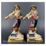 Decorated Armor Bronze Pirate Bookends, Plaster, 10.5'h
