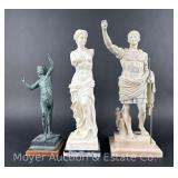 (3) Greek and Roman Style Statues, Damaged/Repaired, Alva and G. Ruggeri, 13' and 16'h