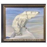R. Wance Painting of Polar Bear, Framed 14.5'x17'