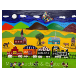 J.C. Litz Painting 'Country Town U.S.A Express', on Canvas, Dated 1997, Unframed, 18'x24'