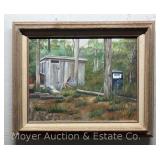 '23 Cents a Gallon' by Jacquelyn Riley Oil on Canvas, Artist Signed, Framed 19'x23'