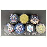 (7) New York Rangers Hockey Pucks