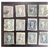 (12) Jefferson Davis Confederate States of America 10¢ Stamps