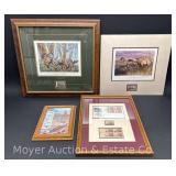 Group of Wildlife Stamps: 1956 & 1997 Turkey, 1991 Fishing Flies, and 1997 NRA 'Time to Leave'