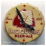 Iroquois Beer Advertising Clock, Antique, See Photos for Cracking, 18'w