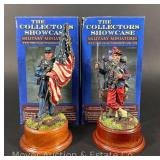 (2) The Collectors Showcase Civil War Soldiers, Metal and Resin,  1/16th Scale, with Original Boxes