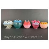 (5) Asst. Glass Rose Bowls and Vases, 3'-5'h