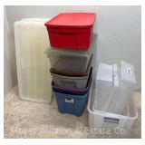 Group of Asst. Plastic Storage Totes, Most Without Lids