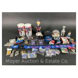 Group of New York Rangers Collectibles, Pins, Bobble Head, Pucks, Etc.