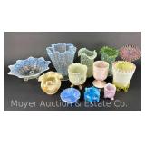 Group of Glass Vases, Custard Glass, Fenton, Etc., 1.5'-7.5'h