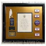 2017 President Donald Trump Inauguration Invitation, Badge, Trump Card and Buttons, Framed, 22'x24'