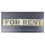 'For Rent' TIn Sign, 3.5'x19'