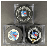 (3) New York Rangers Autographed Hockey Pucks