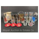 Group of Ice Buckets, Bar Glasses, Etc.