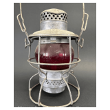 Adlake CMSTP&P Railroad Lantern, with Red Etched CMSTP&P Globe, 9.5' Tall