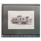 Michael Kopach Print 'Nickel Plate Caboose 1047 at Bellevue', Signed & #75 of 400, Framed 16'x20'