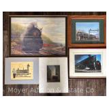 Group of Railroad Photographs, Prints, and Artwork, 14'x11' - 18'x25'