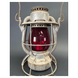 Dietz N.Y.C.S Railroad Lantern, with Red Embossed N.Y.C.S Globe, 10'h