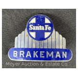 Santa Fe Railroad Brakeman Badge, 2.25'h