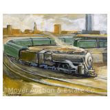 'Rail Terminal' by John Schweikhard Oil on Canvas, Artist Signed, Unframed 16'x20'