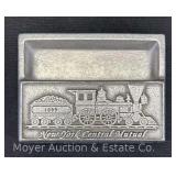 New York Central Mutual Cast Aluminum Paperweight/Paper Clip Holder, 4.25'w