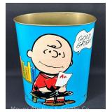 Vintage 1969 Cheinco Peanuts Metal Waste Basket, 13'h