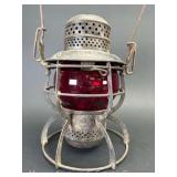 Armspear Manufacturing Co. '1925' L&WRR Railroad Lantern, with Red Unmarked Globe, 9'h