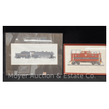 (2) Framed Railroad Prints, Framed 9'x13' and 12'x16'