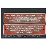 (2) Southern Railway Equipment Trust Plaques, Aluminum, 4.5'x17.5'