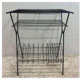 Vintage Record Holder/Side Table, Metal, 20"x14"x26"h