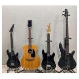 (4) Asst. Guitars, For Parts or Repair
