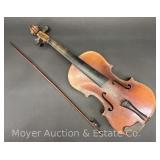 Antique Violin with Wood Case, Unmarked