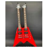 Cozart Double Neck Double Flying V Style Electric Guitar, with Hard Case
