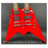 Cozart Double Neck Double Flying V Style Electric Guitar, with Hard Case