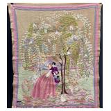 Vintage Needlepoint Embroidery Wall Hanging, See Photos for Discoloration/Loss, 32"x40"