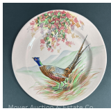 Buffalo China Plate with Hand-painted Pheasant, Artist Signed, 10.5' Round