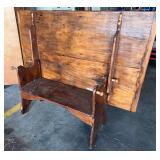 Primitive Farmhouse Table/Bench, Plank Top, 2 Pieces, Shelf/Bench Base, 42”x69” Top (2 Boards)