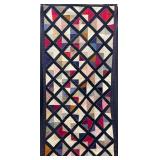 Scrappy Lattice Style Quilt, Hand Stitched Front, Modern Polyester Edge/Backing, 36"x77"