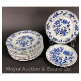 (10) Pieces of Blue Danube China, (9) 6.5" Plates and (1) Saucer