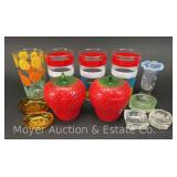 Group of Vintage Juice Glasses, Salt Dips, Etc.