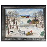 Iris E. Webster “Saps a Running” Oil on Board Winterscape Painting, Framed 14'x18'