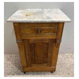 Marble Topped Stand, Single Drawer and Door, Antique, 20'x16'x30'h