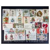 (25) Vintage New Years and Valentines Day Postcards