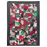 Christmas Crazy Quilt, Machine Stitched, Some Pet Hair, 46"x66"