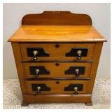 Petite 3 Drawer Chest of Drawers, Drop Pulls, Antique, 30"x15"x36"h Overall